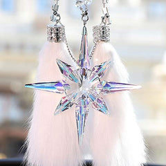 KUI RFSTGYU Car Mirror Pendant, Bright Stars Big Snowflake Car Pendant Crystal Car Rear View Mirror Pendant Hanging Crystal Pendant Christmas Ornament Gift (Color : Clear)