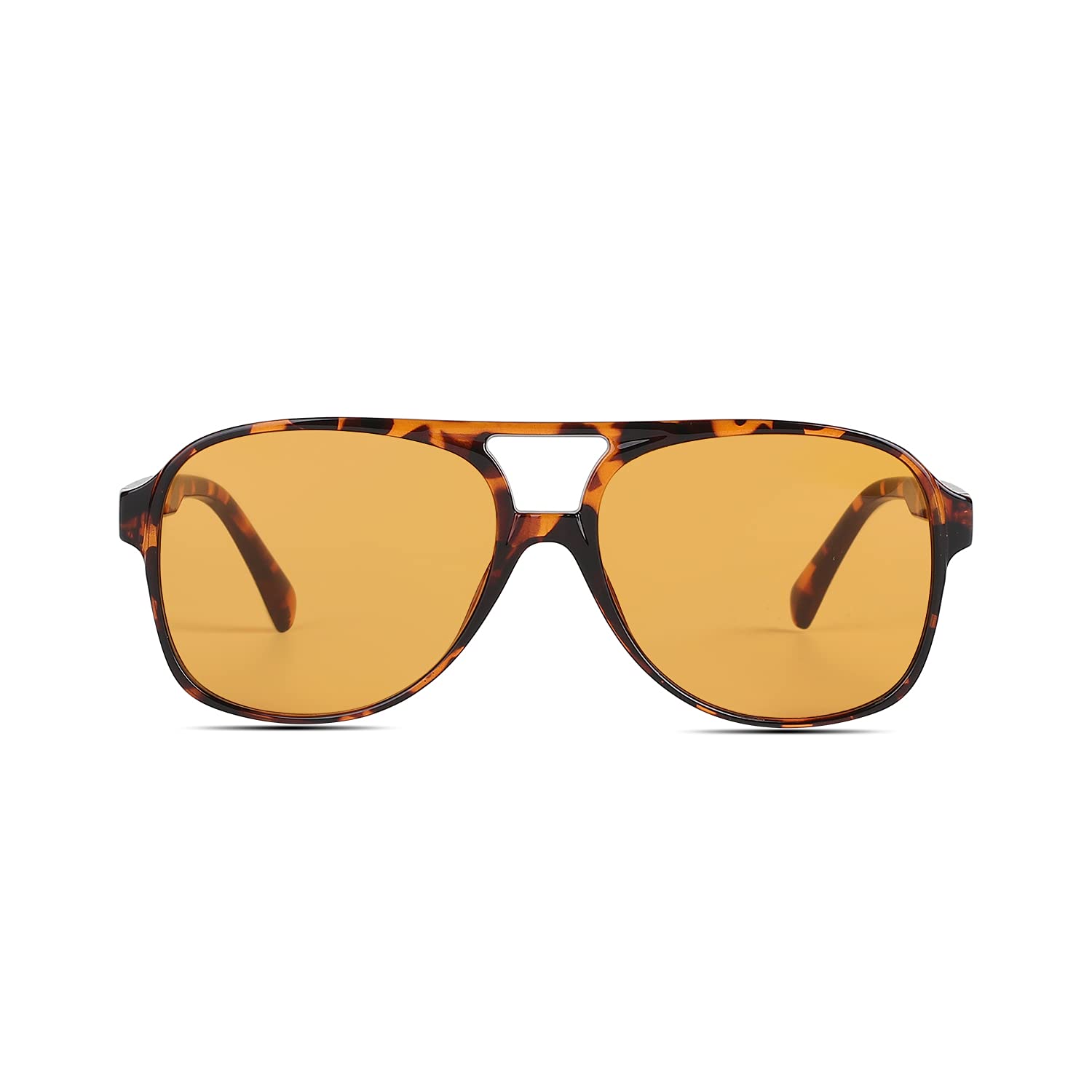 Freckles Mark Vintage Retro 70s Sunglasses for Women Men Classic Large Squared Aviator Frame UV400 Trendy Orange Glasses