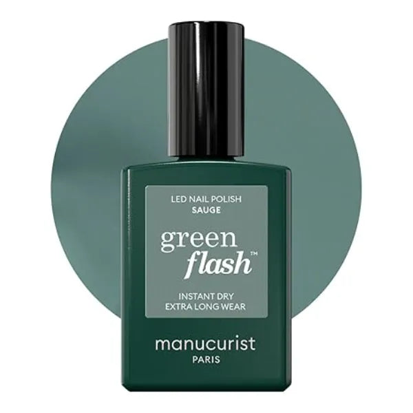 Manucurist Green Flash Gel Polish Sauge Sage Grey UV & LED Gel Nail Polish 12 Free, Bio Sourced 84% Professional Manicure Made in France 0.5 fl oz