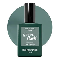 Manucurist Green Flash Gel Polish Sauge Sage Grey UV & LED Gel Nail Polish 12 Free, Bio Sourced 84% Professional Manicure Made in France 0.5 fl oz