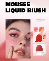 Mousse Liquid Blush For Cheeks Cream Face Blusher Set Stick with Sponge Palette Bronzer Highlighter Shape Contour Moisturizing And Breathable Matte Finish Long-wearing Waterproof For Women Makeup(B)