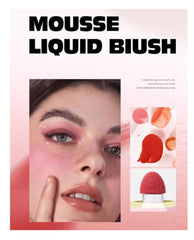 Mousse Liquid Blush For Cheeks Cream Face Blusher Set Stick with Sponge Palette Bronzer Highlighter Shape Contour Moisturizing And Breathable Matte Finish Long-wearing Waterproof For Women Makeup(A)