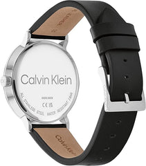Calvin Klein Modern Mesh Men's Black Dial, Black Leather Watch + Calvin Klein Iconic Id, Men's Necklace