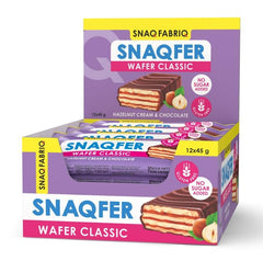 Snaq Fabriq Snaqfer Wafer with Hazelnut Cream and Chocolate Flavor, Gluten Free and No Sugar Added - 12x45g