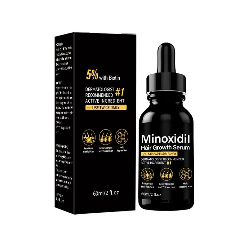 5% Minoxidil Hair Growth Serum for Men With Biotin & Panthenol, Men Beard Growth with Biotin and Minoxidil Extract Serum for Hair Loss, Thinning and Faster Regrowth Treatment