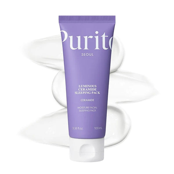 Purito Luminous Ceramide Sleeping Pack – Overnight Recovery Cream with 3,000ppm Ceramide, Cica Complex to Calm Irritation & Redness, and Long-Lasting Hydration for Sensitive Skin, 80ml / 2.70 fl.oz