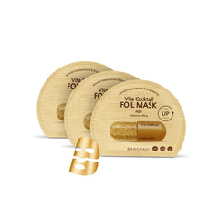 BANOBAGI Vita Cocktail Foil Mask Age Pack of 3 - Dual Function Face Mask Skincare Korean Sheet Mask-, Brightening & Anti-Wrinkle, Boosts Elasticity & Firmness