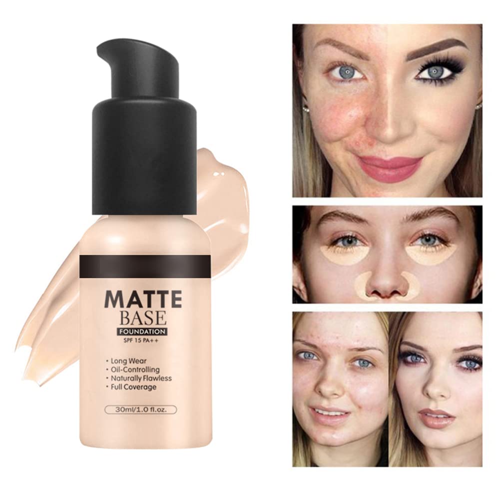 NLLNT Matte Foundation Makeup Liquid Base Waterproof Concealer Moisturizing Face BB Cream 15ml