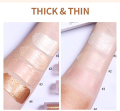 3Pcs Liquid Highlighter, Stick Liquid Luminizer Makeup Liquid Illuminator Face Highlighter, Liquid Luminizer Shimmer Stick with Cushion Applicator, Natural Glow Makeup Sparkly Highlighters for Face