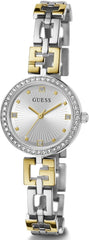 GUESS Women's 26mm Watch - Two-Tone G-Link Silver Dial Silver Case