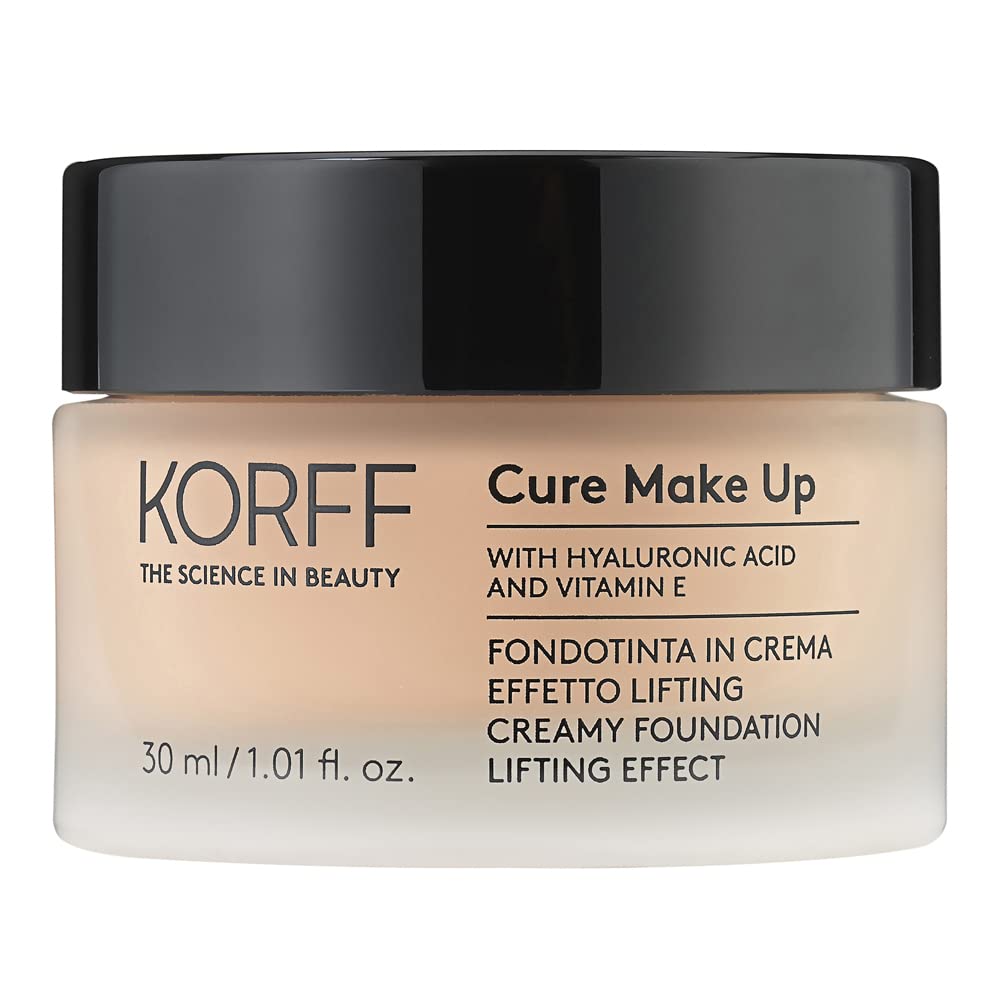 Korff Foundation Cream with Lifting Effect, Medium Coverage with Hyaluronic Acid and Vitamin E, Fondant and Cream, Satin 02 Finish, 30 ml