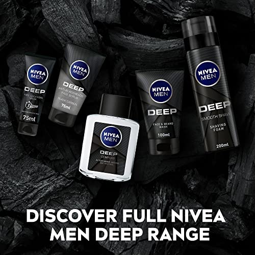 NIVEA MEN After Shave Lotion, DEEP Antibacterial Black Carbon Woody Scent, 100ml