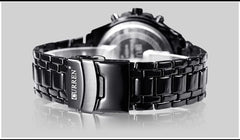 CURREN Mens Quartz Watch Stainless Steel Fashion Military Waterproof Sport Watch Black Gold Decorative dial
