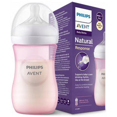 AVENT Philips Natural Response Baby Bottle 260ml - Soft Pink, SCY903/11