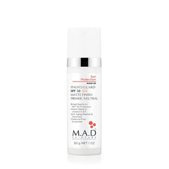 M.A.D Skincare PHOTO GUARD SPF 50 MATTE FINISH PRIMER Sun Protection – 2-in-1 Sheer Matte Mineral Makeup Primer & Shield – UVA/UVB Defense – Creates Flawless Even Skin Tone – 1 oz Neutral