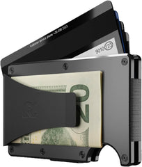 The Ridge Men's Authentic Minimalist Metal RFID Blocking Wallet - Money Clip | RFID Minimalist Wallet, Slim Wallet - Gunmetal