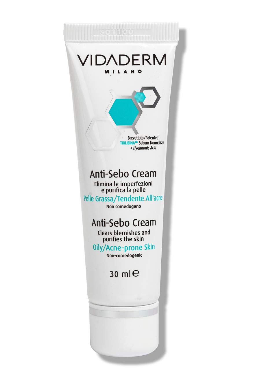 VIDADERM Acne Spot Treatment Cream – Anti-Sebo Formula with Tiolisina®, Hyaluronic Acid & Red Alga – Reduces Pimples, Redness & Oil, Hydrating Non-Comedogenic Pimple Cream, 30ml