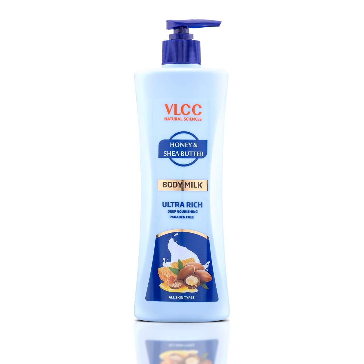VLCC Honey and Shea Butter Body Milk - 400ml | Hydrating Body Lotion for Dry Skin | Paraben Free Body Lotion | Fades Wrinkles, Smoothens Skin, Plumps and Softens Skin | Long Lasting Moisturization.