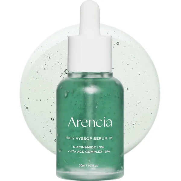 Arencia Hyssop Glow Serum, 10% Niacinamide, 12% Vitamin A,C,E - Hydrating, Moisturizing, Anti-Aging Serum for Korean Glass Skin