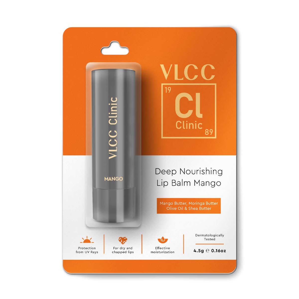 VLCC Clinic Deep Nourishing Lip Balm Mango & Moringa - 4.5g | Dermatologically Tested Lip Balm | Formulated by Experts | Nourishes Lips | Deep Hydration | Smoothens Lips | For Chapped and Dry Lips