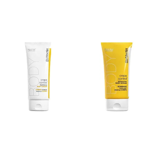StriVectin Crepe Control Tightening Body Cream, 6.7 Fl Oz with Crepe Control Exfoliating Body Scrub, 5 Fl Oz