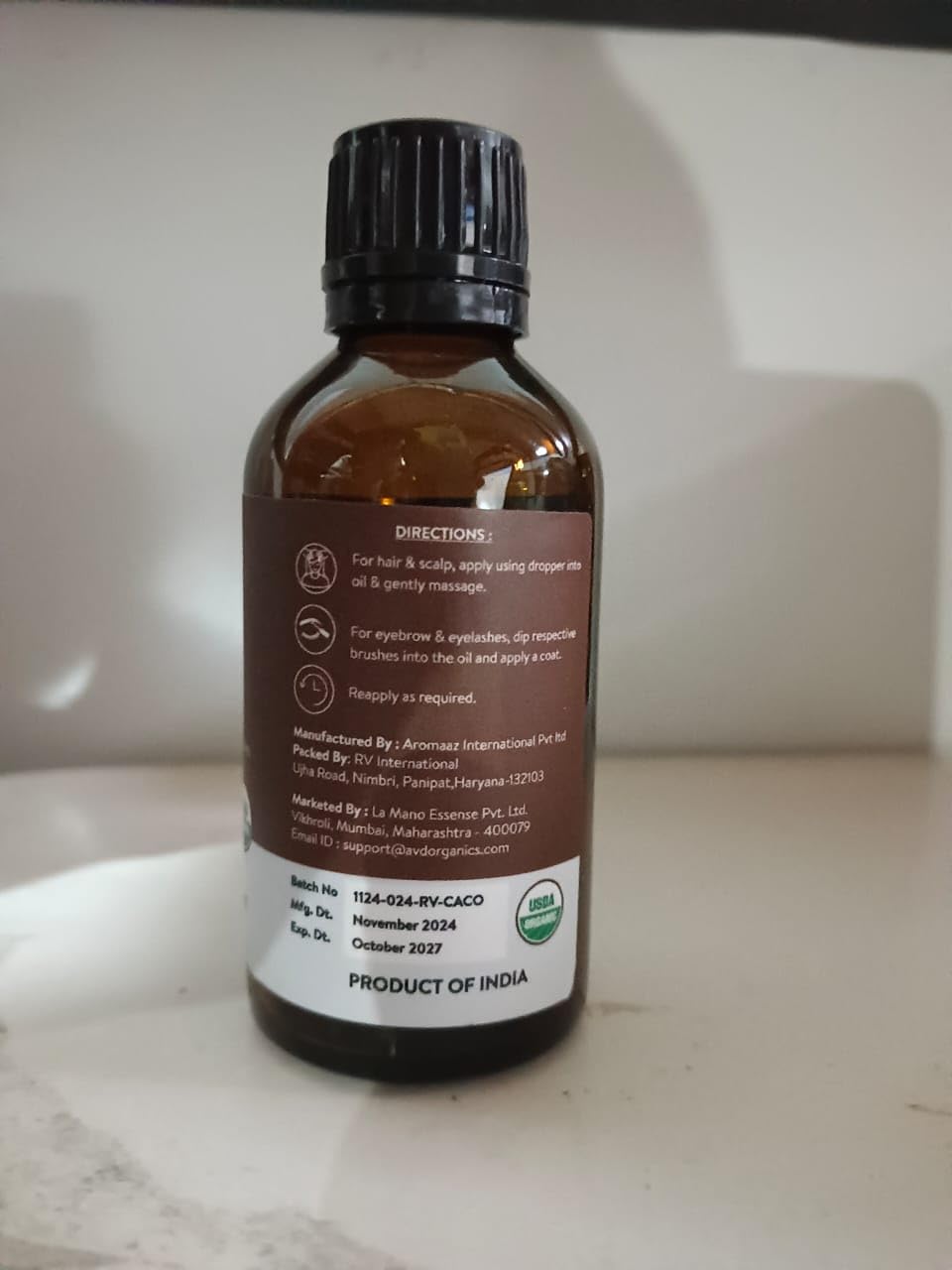 AVD Organics Castor Oil - 100% pure & natural cold pressed, Hexane Free | With Eyelashes Kit | Organic Castor Oil for Eyelashes, Eyebrows, Hair, Skin & Face | 50ML
