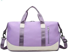 Leisure Sports Gym Duffel Bags for Women Waterproof Travel Hand Luggage Bag (Purple & white)