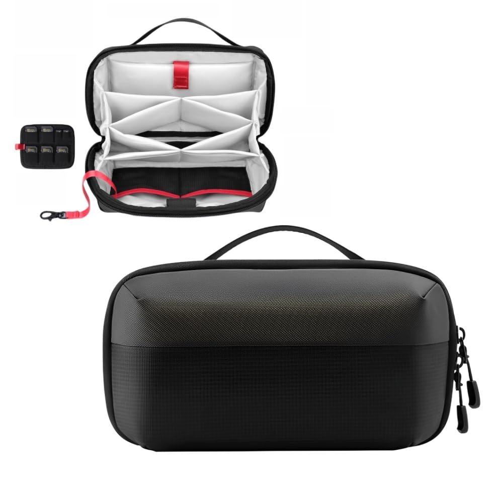 Skycare Portable Travel hand bag - Electronic Organizer for MacBook Charger, Cables, Power Bank, Hard Drive, and More - Water-Resistant Digital Storage Bag with Removable Card Slots (Black)
