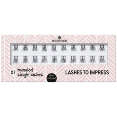 essence LASHES TO IMPRESS False Lashes with Glue, No. 07 Bundled Single Llashes, Black, Defining, Long-Lasting, Vegan, Nano Particles Free (Pack of 20)