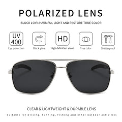 SUNGAIT Men's Polarized Square Aviator Sunglasses Durable Metal Frame for Fishing Driving Golf 100% UV Protection