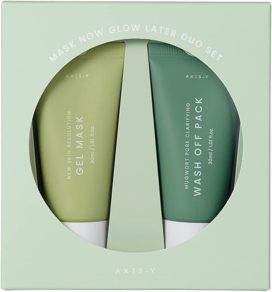 AXIS-Y Mask Now Glow Later Wash Off Mask Duo Set | Clay Mask Gel Mask | Mugwort Mask | Korean Skincare | 30ml