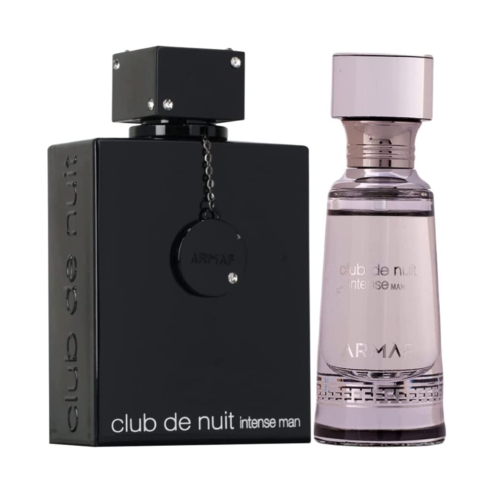 Armaf Club De Nuit Intense Man Perfumes Gift Set, Club De Nuit Intense Eau De Parfum 200ml Black + Club De Nuit Intense Non Alcoholic Concentrated Luxury French Perfume Oil 20ml, perfume for men