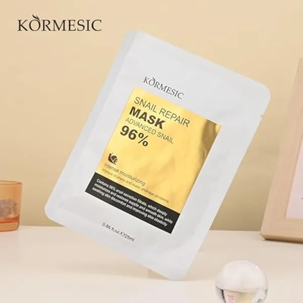 Fowerher Snail Mucin Hydrating Face Mask – Infused with 96% Snail Secretion Filtrate, Hyaluronic Acid & Aloe Vera Extract to Deeply Moisturize, Repair Skin, and Restore a Plump, Youthful Glow- 10Pcs