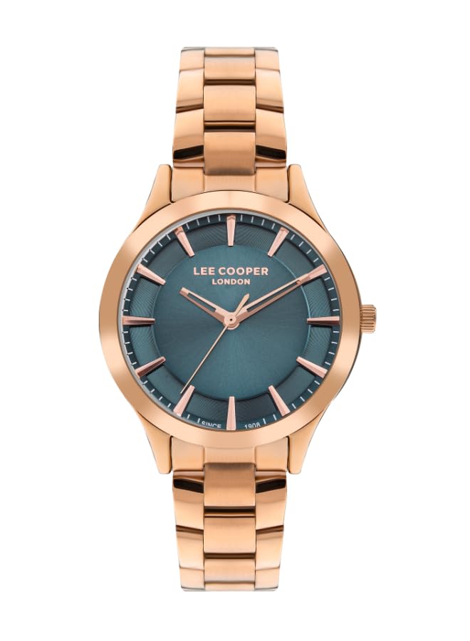 Lee Cooper Women's 2035 Movement Watch, Analog Display and Metal Strap - LC07880.490, Rose Gold