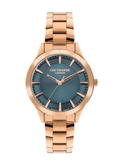 Lee Cooper Women's 2035 Movement Watch, Analog Display and Metal Strap - LC07880.490, Rose Gold