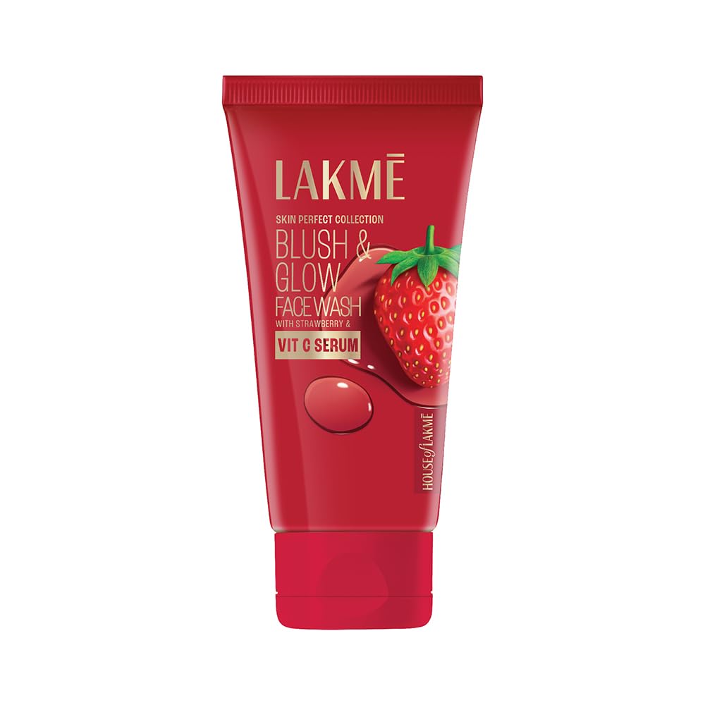 LAKMÉ Blush & Glow Hydrating Strawberry Facewash, with Vitamin C Serum
