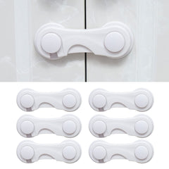 ECVV 6-Pack Baby Safety Locks Child Safety Locks Baby Proof Cabinet Latches Childproof Drawer Latches 3M Adhesives Multi-Purpose for Furniture Kitchen Cupboards Fridge Closet-White