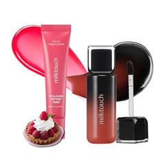 MILKTOUCH Summer proof Lip Combo Black Peel Off Lip Tattoo Black Apricot + Collagen Lip Balm Berry Tart