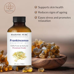 MAJESTIC PURE Frankincense Essential Oil | Huge 118 ml | 100% Pure & Natural Frankincense Oil | Premium Grade Essential Oils for Hair Care, Home Diffusers, Skin, Aromatherapy, Massage & Humidifiers