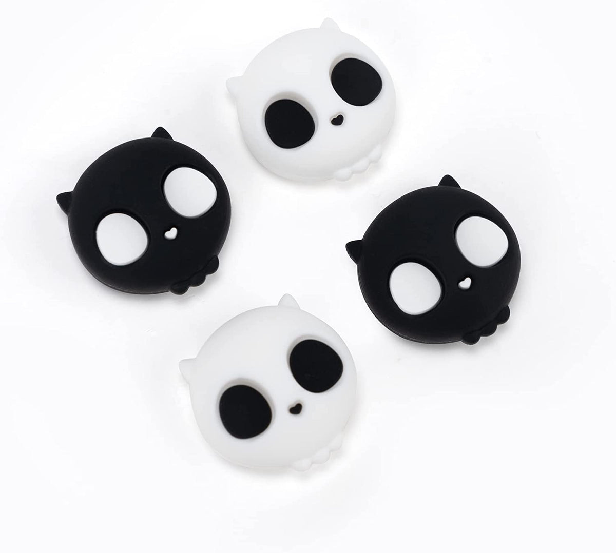 GeekShare Cute Halloween Silicone Skull game console Thumb Grip Caps, Joystick Cover Compatible with Steam Deck Only,4PCS (White & Black)