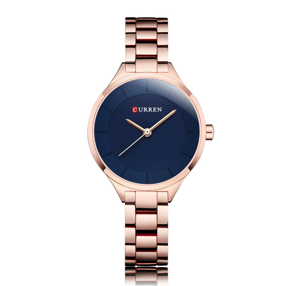 CURREN 9015 Women Quartz Watch Ladies Casual Chain Steel Band Wristwatches - blue