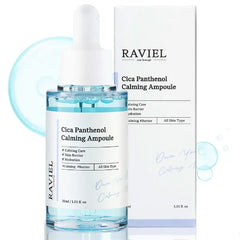 RAVIEL Cica Calming Ampoule – Soothing & Hydrating Serum with Panthenol and 5X Exosome Complex for Sensitive, Troubled Skin, Korean Skincare, 30ml