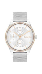 CALVIN KLEIN WOMEN'S SILVER WHITE DIAL STAINLESS STEEL BRACELET WATCH - 25100010