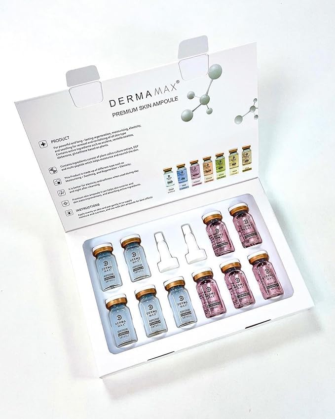 Dermamax Premium Booster kit 10 vials Professional Microneedling Serum (10 * 8 ml) Ampoules, Orginal Made in korea, Anti-acne,anti-blemish