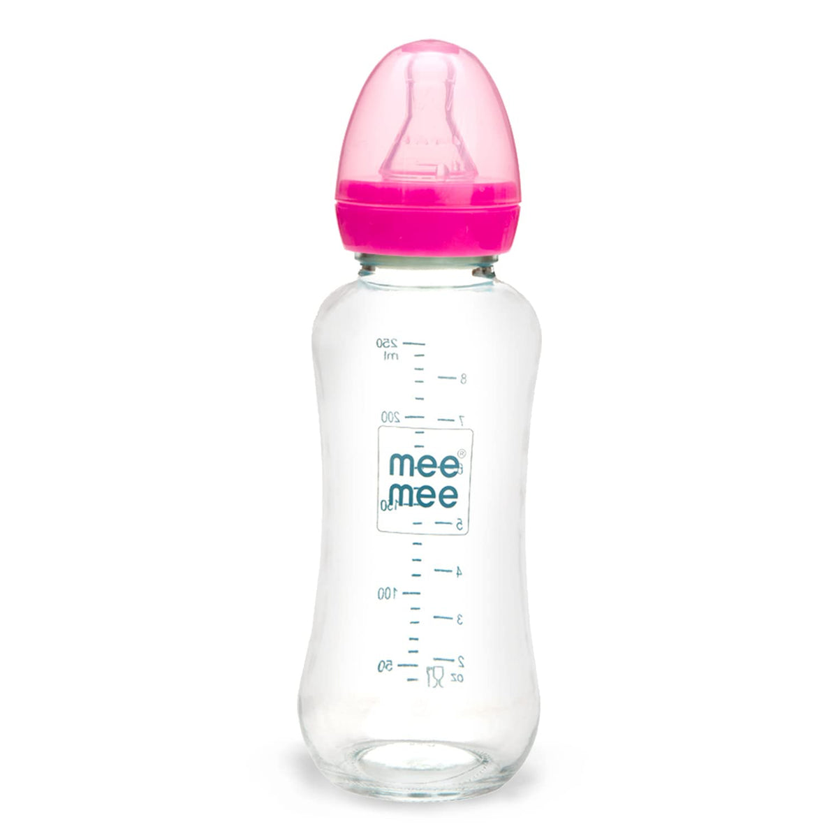 Mee Mee Mee Premium Glass Feeding Bottle, 240 Ml, Pink