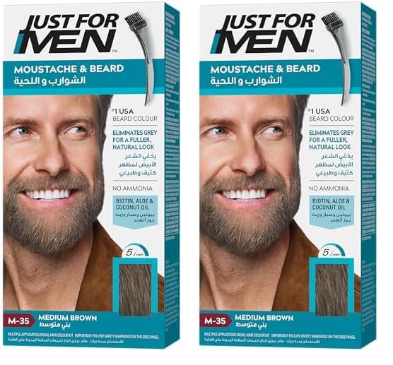 Just for Men Moustache & Beard Dye, M-35 Medium Brown (Pack of 2)