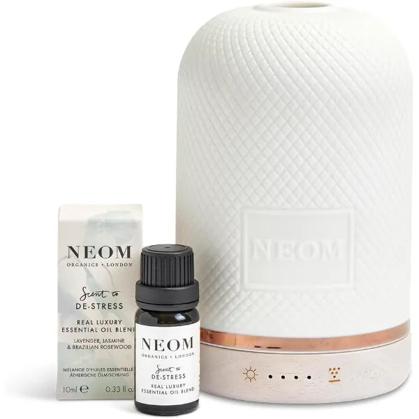 NEOM Wellness Pod Electronic Diffuser & Lavender, Jasmine & Sandalwood Essential Oil Blend, 10ml