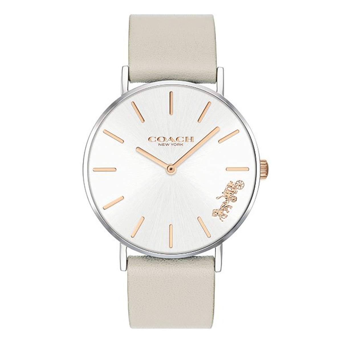 Coach Women's Perry Light Gray Leather Strap Watch 36mm 14503116