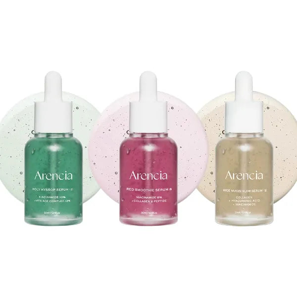 Arencia Glow Serum Best Set [Hyssop + Red Collagen + Rice mucin] for glass skin - Vitaminc A,C,E & Niacinamide &Hyaluronic Acid