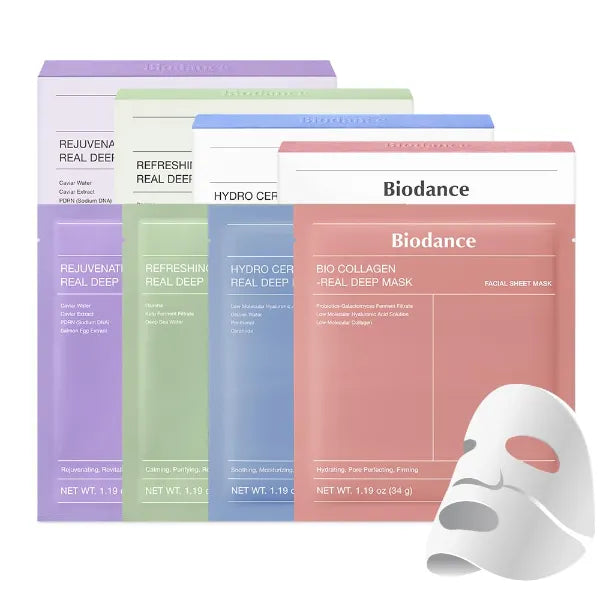 BIODANCE Multi-Care Experience Kit: Caviar PDRN & Collagen & Cera-nol & Sea Kelp Real Deep Mask
